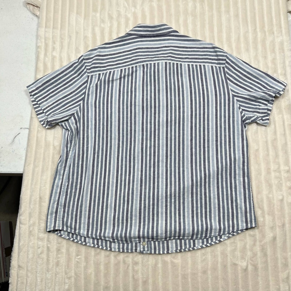 Goodfellow  XXL Striped Linen Button Up Beach Shirt Blue and White - Picture 4 of 7